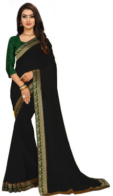 Queen worth Self Design Jamdani Georgette Saree(Black)