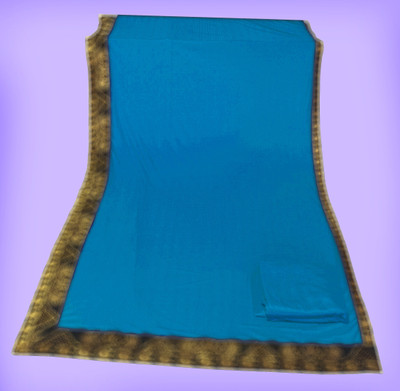 Anugrah Textile Solid/Plain Banarasi Lycra Blend, Chiffon Saree(Blue)