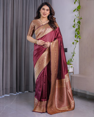 KB DESIGNER Woven Banarasi Pure Silk Saree(Maroon)