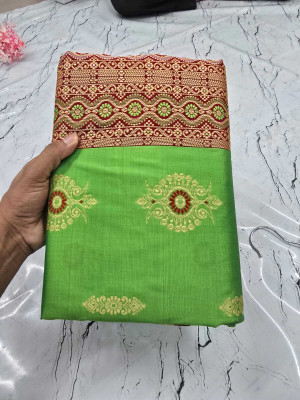 Tilfelle Woven, Geometric Print, Temple Border Sambalpuri Silk Blend Saree(Green)