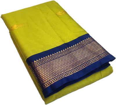 AAYATFABRICS Woven Banarasi Cotton Silk Saree(Yellow)