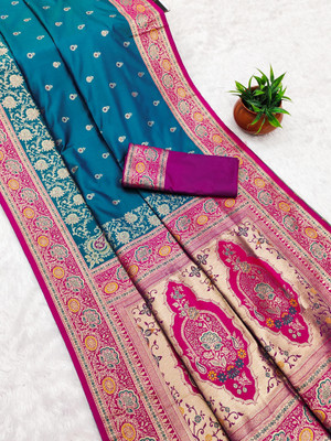 Keswi Fab Printed Banarasi Pure Silk Saree(Multicolor)
