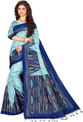 Joyguru Textile Printed Hand Batik Cotton Blend Saree(Multicolor)