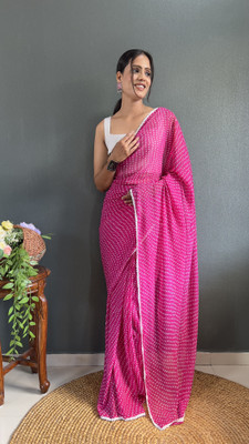 Moda Rapido Digital Print Bandhani Georgette Saree(Pink)