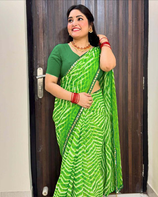 HouseOfCommon Printed Bollywood Georgette Saree(Green)