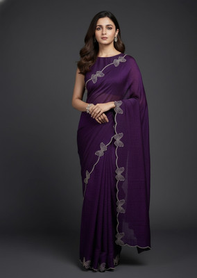 MN VENTURE Embellished Bollywood Georgette Saree(Purple)