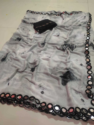 NeeLKANTH ENTERPRISE Woven Bandhani Chiffon Saree(Grey)