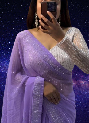 JKTEXT Embellished Bollywood Georgette Saree(Purple)
