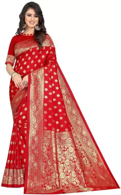Suali Woven Kanjivaram Pure Silk Saree(Red)