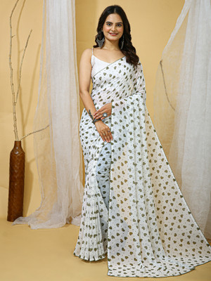 Anouk Rustic Printed Bollywood Georgette Saree(White)