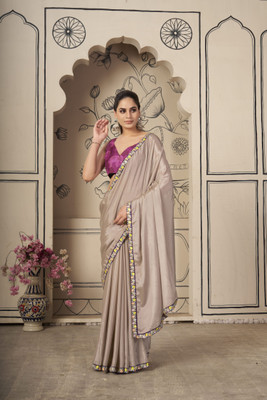 Rashmiwala Embroidered Bollywood Chiffon Saree(Beige)