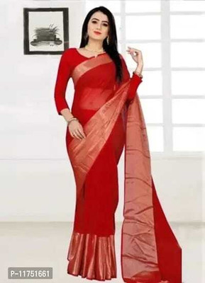HINDVA FASHION HUB Solid/Plain Dharmavaram Chiffon Saree(Pink)