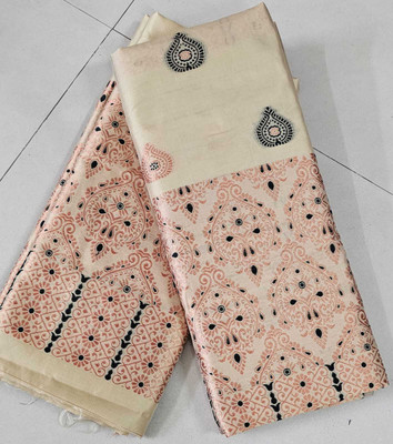 MEKHLA Woven Mekhela Chador Pure Silk Saree(Cream)