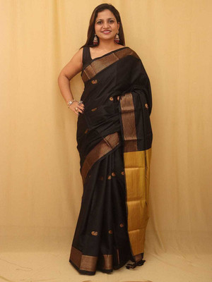 AS CREATION Self Design Kanjivaram Silk Blend Saree(Multicolor)