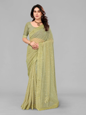 Sakifashion Self Design Bollywood Lycra Blend Saree(Light Blue)