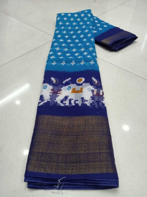 Saadhvi Printed Daily Wear Georgette Saree(Blue)