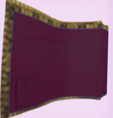 HouseOfCommon Solid/Plain Bollywood Lycra Blend, Chiffon Saree(Purple)