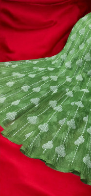Sachita Printed Chanderi Georgette Saree(Dark Green)