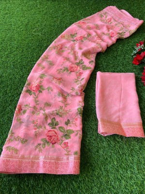 bhavika silk mills Floral Print Daily Wear Georgette Saree(Pink)