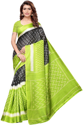 YASHIKA Printed Kalamkari Art Silk Saree(Dark Green)