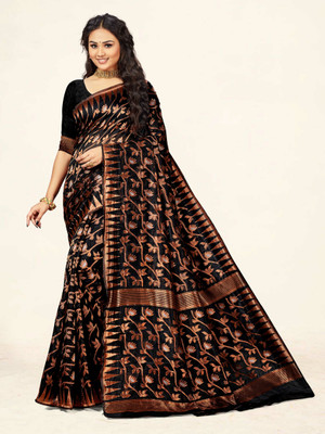 Divastri Woven Banarasi Cotton Blend Saree(Black)