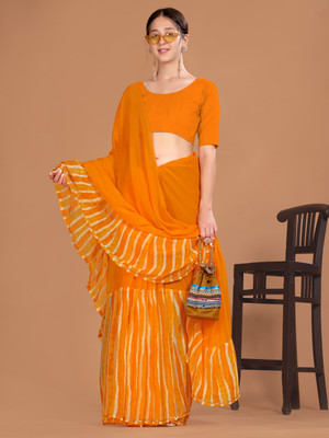 Georgette Saree Printed Bollywood Georgette, Chiffon Saree(Mustard)