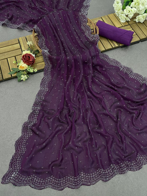 agb tex Woven Bollywood Georgette Saree(Purple)