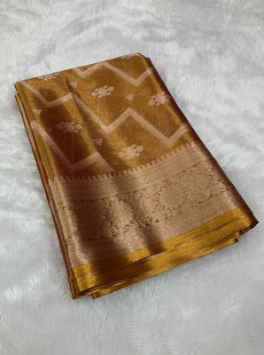 Dujjan Silk Emporium Woven Banarasi Silk Blend Saree(Gold)