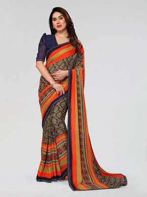 Moda Rapido Embellished, Floral Print Bollywood Georgette Saree(Blue)