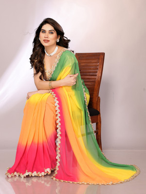 Tasrika Embellished, Color Block Bollywood Georgette Saree(Multicolor)