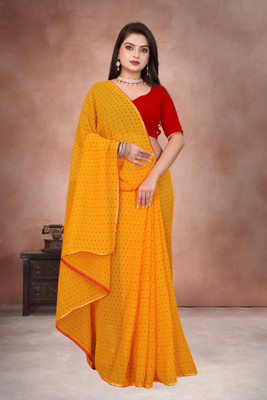 Damru trendz Digital Print Daily Wear Georgette Saree(Pack of 2, Yellow)