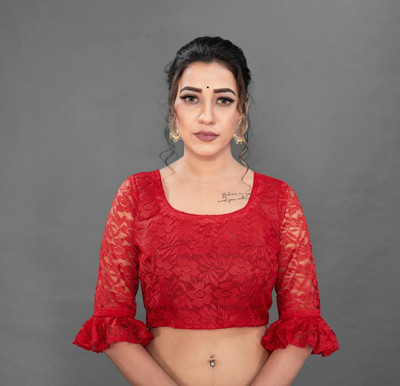 NEXA Self Design Bollywood Net Saree(Red)