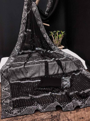 Avi Store Embellished Bollywood Georgette Saree(Black)