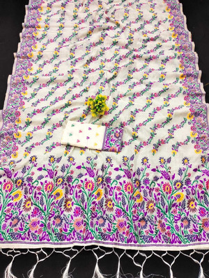 SHREEKHODIYARST Woven, Self Design Jamdani Pure Cotton Saree(Purple)