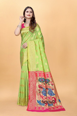DHAYNAAND REEWA FASHION Woven Banarasi Jacquard Saree(Multicolor)
