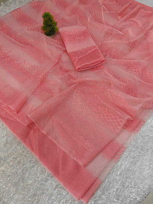 Shree Vinayak Self Design Bollywood Net Saree(Pink)
