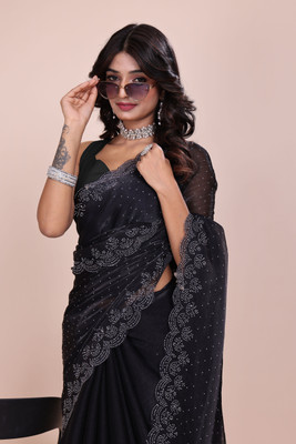 JS Clothing Mart Woven, Embellished, Self Design Kanjivaram Jimmy choo Saree(Black)