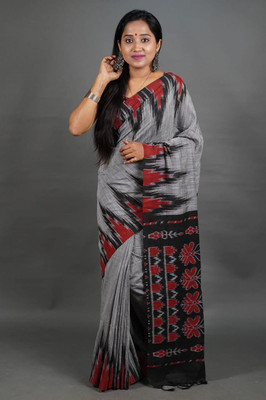 ANJALI TEXTILES Printed Sambalpuri Pure Cotton Saree(Grey)
