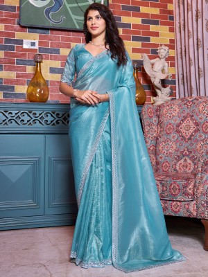 Sareemall Embellished Bollywood Pure Silk Saree(Blue)