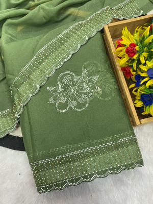 mamta fashion online Embellished Bollywood Georgette Saree(Green)