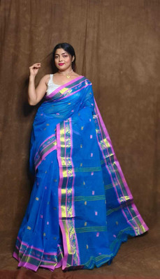 SUDIPTO SAREE HUB Printed Tant Handloom Pure Cotton Saree(Multicolor)