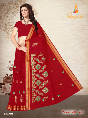RANJANA CREATION Self Design Daily Wear Pure Cotton Saree(Red)