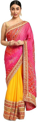 TINA FASHION Printed Bandhani Chiffon Saree(Multicolor)