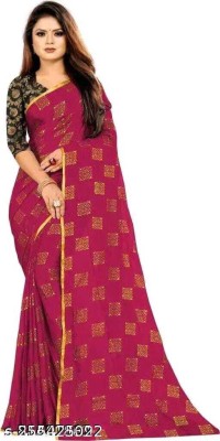 Triveni Fab Polka Print Daily Wear Chiffon Saree(Pink)