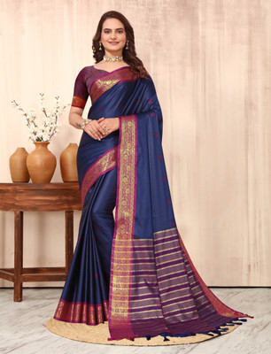 Paramparik Textile Solid/Plain, Woven Gadwal Cotton Silk, Jacquard Saree(Pink)