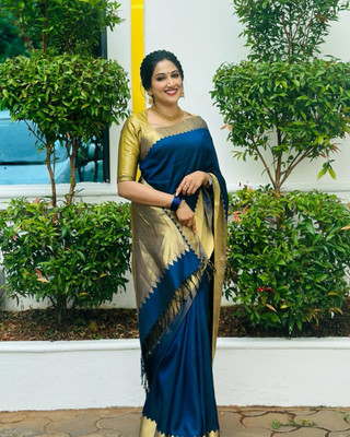 DEVATVAM Embellished Banarasi Cotton Silk Saree(Maroon)