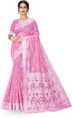 NS WORLD Paisley Sambalpuri Cotton Silk Saree(Pink)