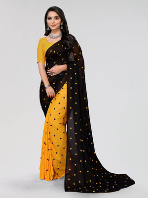 Moda Rapido Printed Daily Wear Georgette Saree(Yellow)