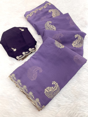 Ethina Fashion Embroidered Bollywood Georgette Saree(Magenta)