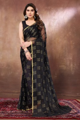 Divastri Woven, Printed Daily Wear Chiffon Saree(Black)